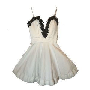 White Mini Dress with Ruffles